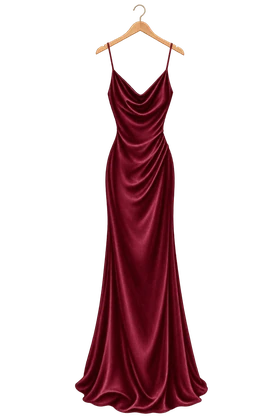 Vestido en granate sobre percha