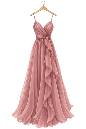 Vestido en rosa viejo sobre percha