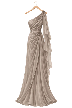 Vestido en taupe sobre percha